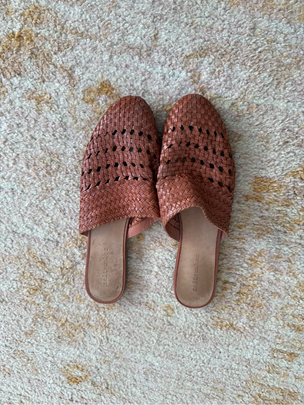 Woven Slip-On Mules in Rust - Women's Casual Mules